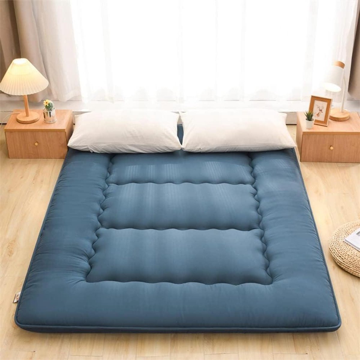 Zachte Futon Matras - Japanse Vloermatras - Comfortabel Slapen - 5-Laags Structuur - 80 x 190 cm - Blauw