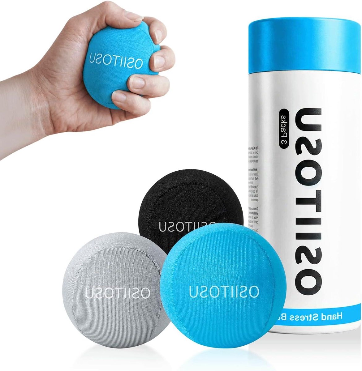 Set van 3 stressballen voor volwassenen, gel-stressballen voor handtraining, handtherapiebollen: zacht, medium en hard, knijpballen ter verlichting van angstgevoelens