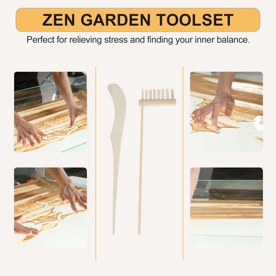 Mini Tuinset - Bamboe Gereedschap - Zen Tuinieren - Natuurlijk Bamboe - 21 cm - Houtkleur — afbeelding 3