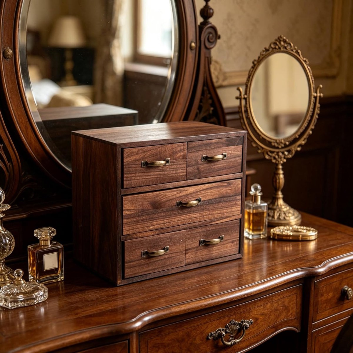 Vintage houten bureau-organizer, kast met lades, rustieke plank met lades, organizers en accessoires voor thuiskantoor, opbergruimte voor knutselspullen, kunst en sieraden. — cadeau in Wonen & Interieur - foto 2