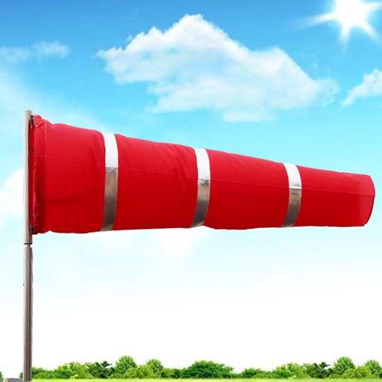 Windsok - Windzak Windmeter - Windrichting Meten - Ripstop Stof - 150 cm - Rood — afbeelding 3