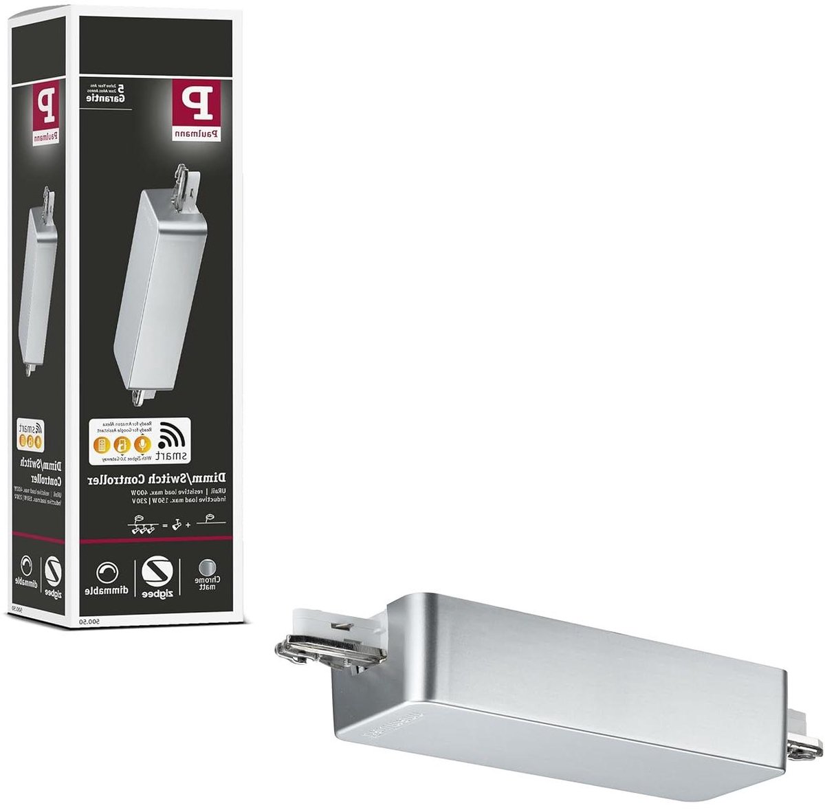 Schakelactor - URail Schakelaar - Verlichting Besturen - Duurzaam Metaal - 400 Watt - Mat Chroom