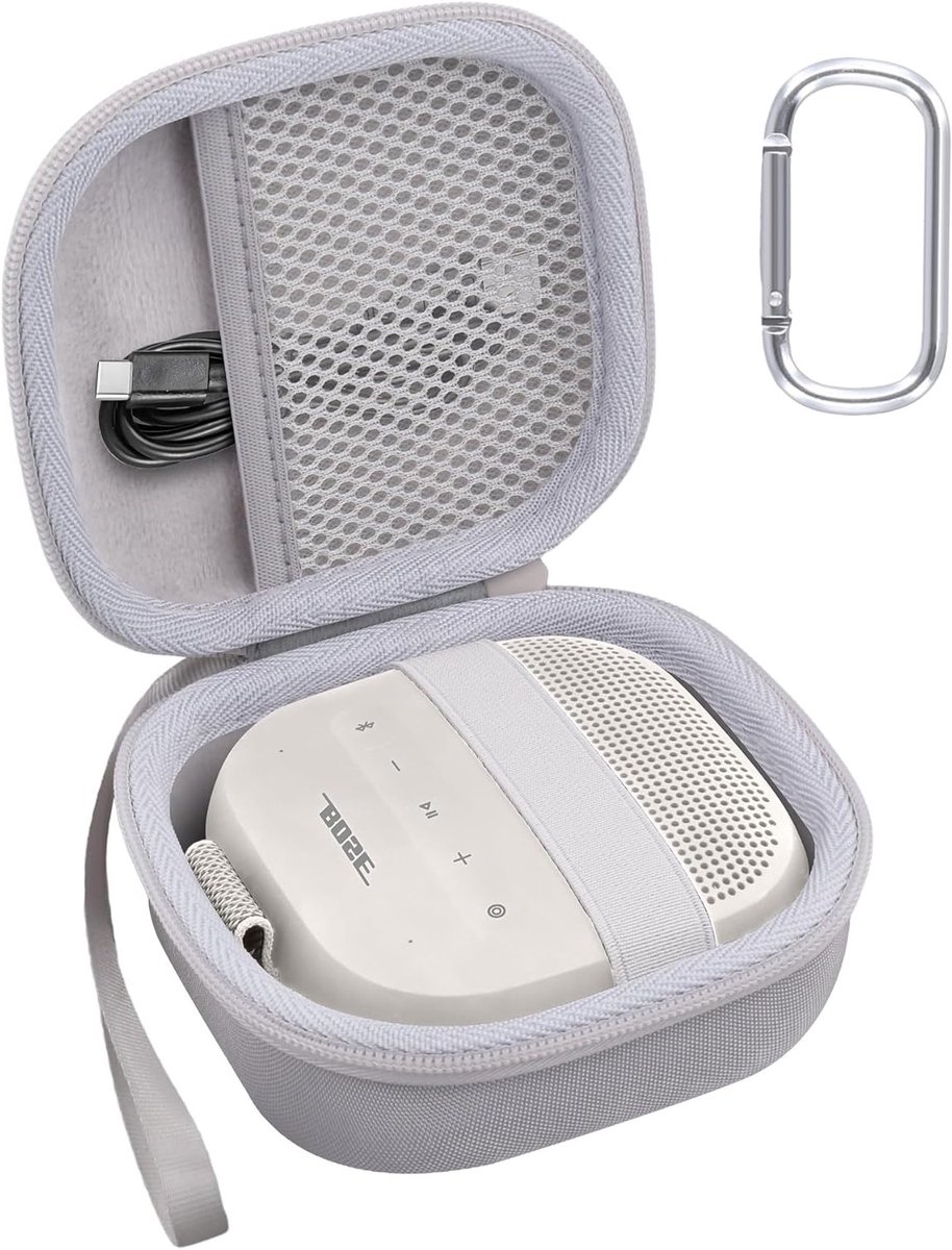 Duurzame Hard Shell Reisbescherming voor Draagbare Bluetooth Speaker - Geschikt voor SoundLink Micro (2e Generatie) - Grijs, Bescherming, Accessoire, Reiscase