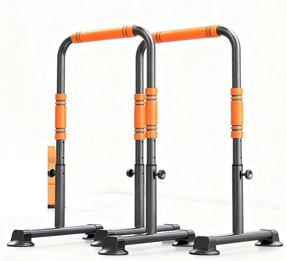 Dip Station - Parallelle Stangen - Thuistraining Kracht - In Hoogte Verstelbaar - 80-100 cm - Oranje