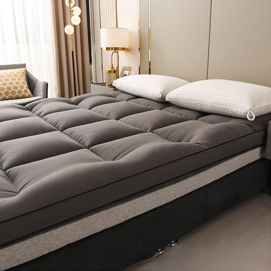 Verdikte Futon Matras - Vloer Matras - Comfortabel Slapen - Opvouwbaar Ontwerp - 150 x 200 cm - Grijs — afbeelding 3