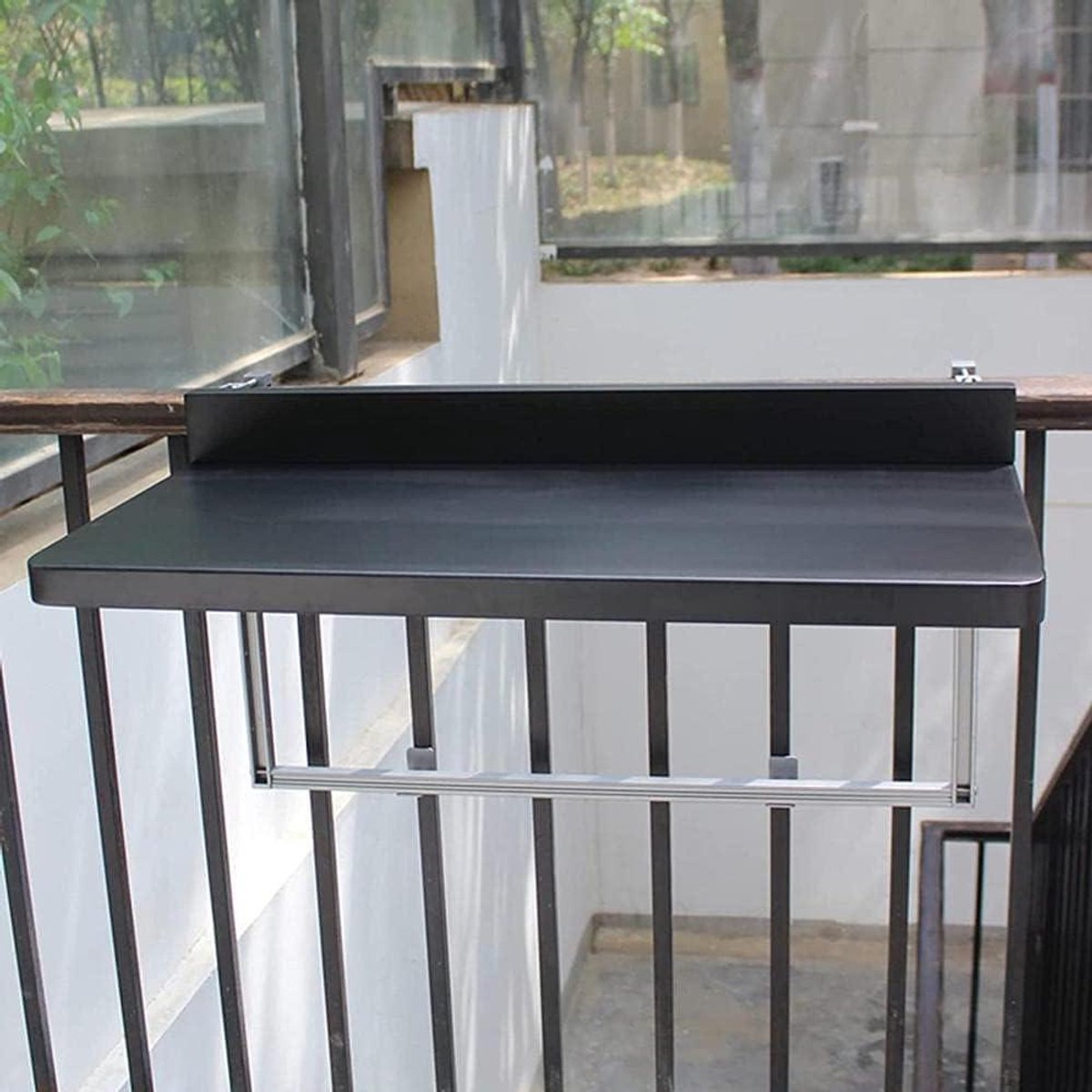 Balkontafel Opvouwbaar - Hangtafel Buiten - Balkon Genieten - Verstelbaar Ontwerp - 80 x 40 cm - Zwart