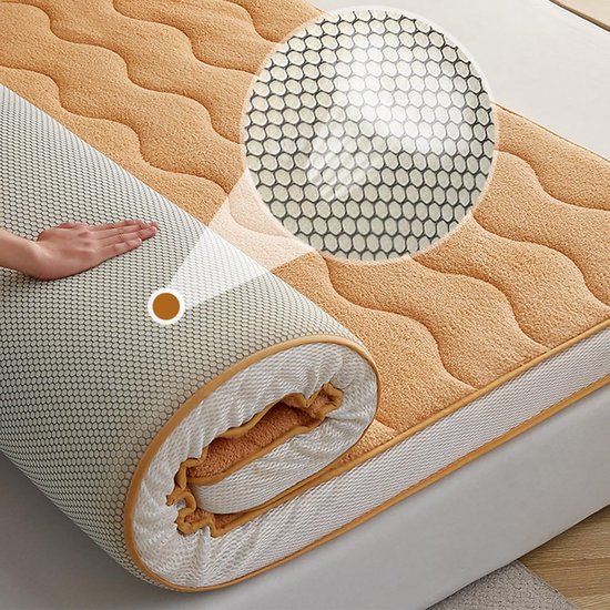 Japanse Futon Matras - Oprolbare Tatami - Comfortabel Slapen - Versterkte Randafwerking - 10 cm Dikte - Camel — afbeelding 2