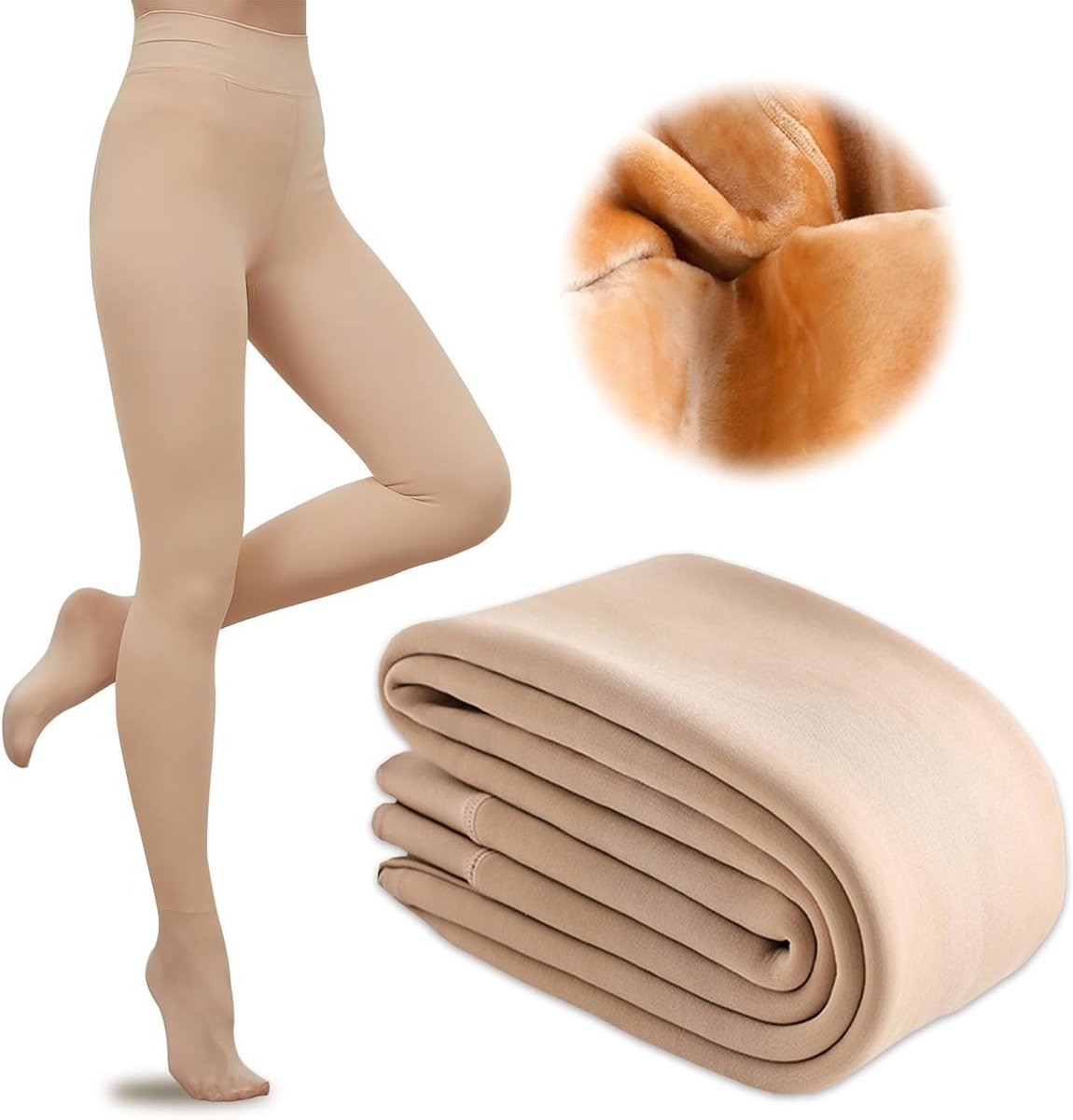 Dikke Thermoleggings voor Dames, Warm Fleece Panty, Hoge Taille, Comfortabele en Lifting Leggings voor de Winter (35-75kg)