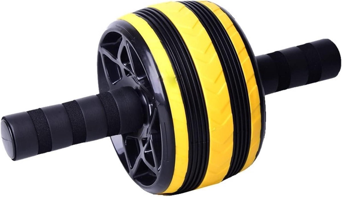 Buikspier Wiel - Ab Roller - Core Training - Dubbelwiel Stabiliteit - 300x150 mm - Geel