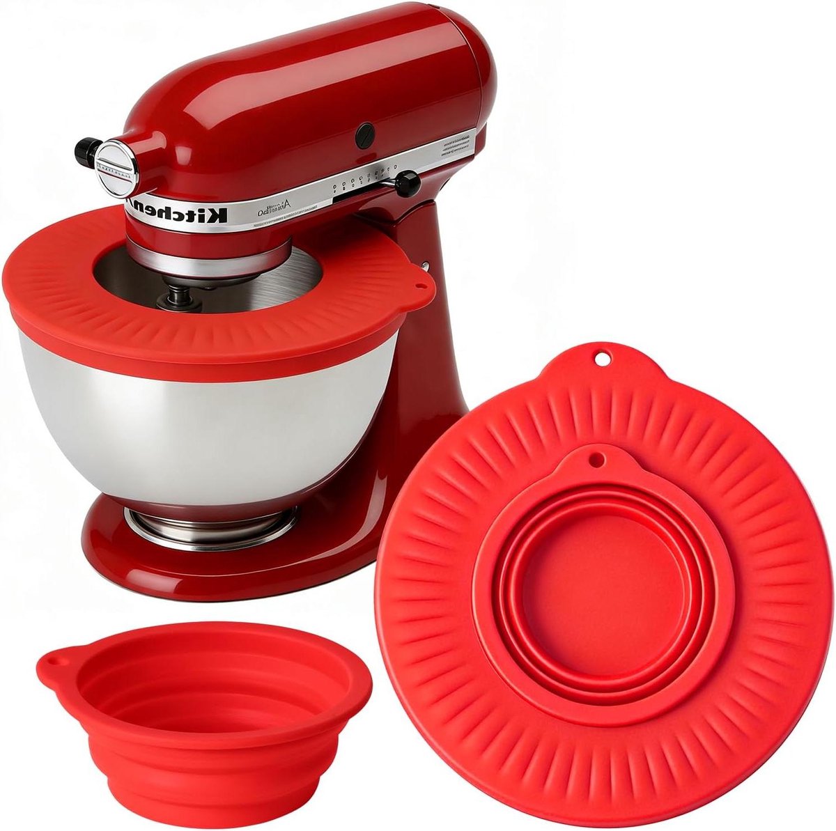 Siliconen Mengkomafdekking Spatbescherming Mixer Bakken Thuis Verbeterde Afdichting 45-5 Liter Rood