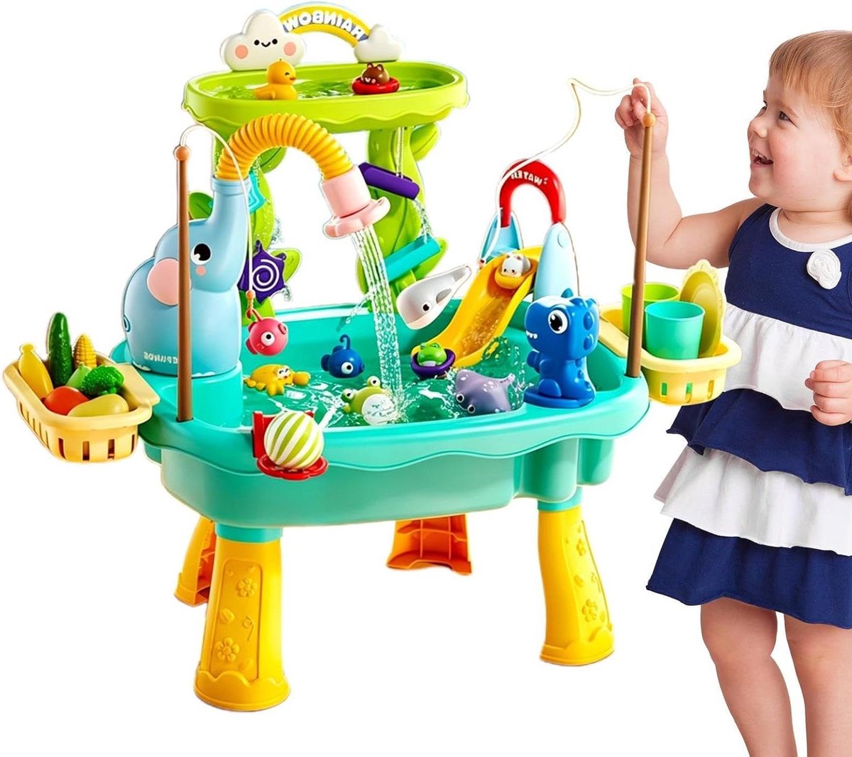 Watertafel Kinderen - Zomerspeelgoed Waterspeelset - Buiten Spelen - Met Automatische Pomp - 45 x 15 x 33 cm - Groen