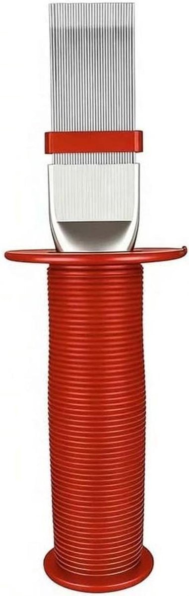 Fin kam - Condensor borstel - Airco onderhoud - Roestvrij staal - 200mm - Rood
