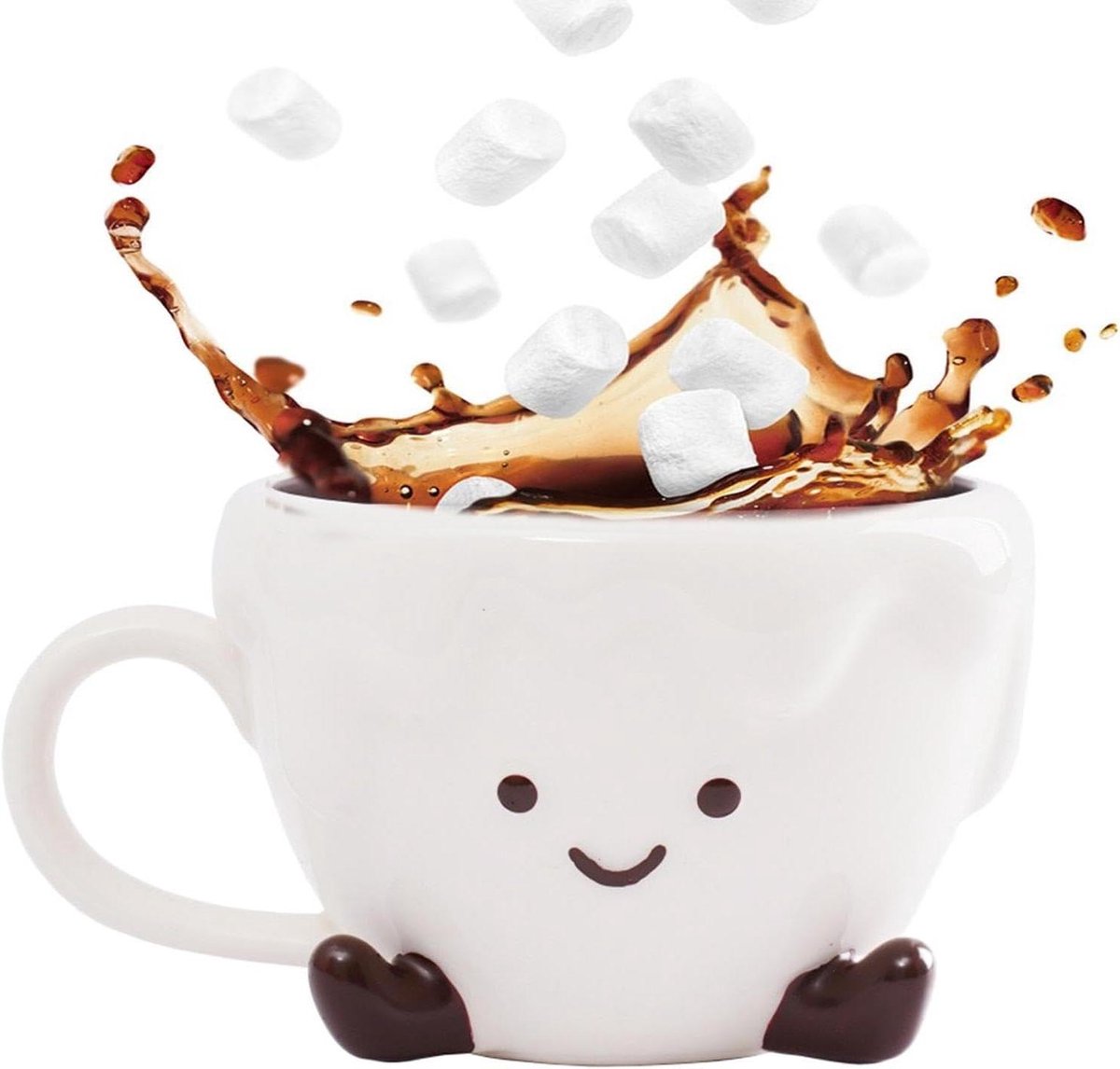 Koffiemok - Mok Theeglas - Drinken Genieten - Grappig Wolkje Design - 450 ml - Wit