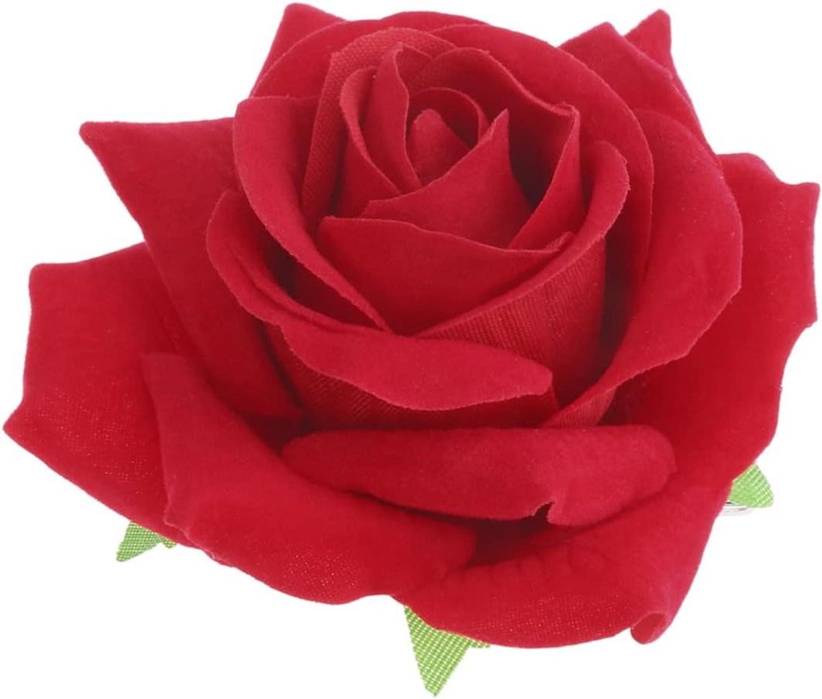 Bloem Haarclip - Haarspeld Broche - Bruiloft Feest - Kunstbloem Rozen Design - 6x6x4 cm - Rood
