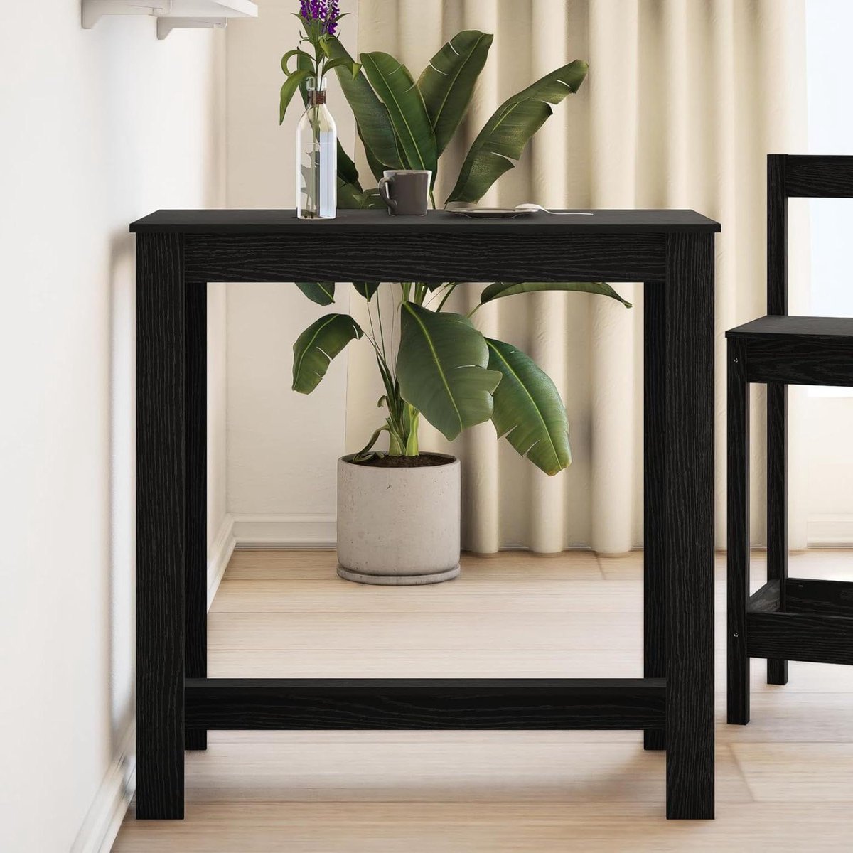Bartafel - Hoge tafel keuken - Gezellig samenzijn - Duurzaam houtmateriaal - 102x50x103.5cm - Zwart