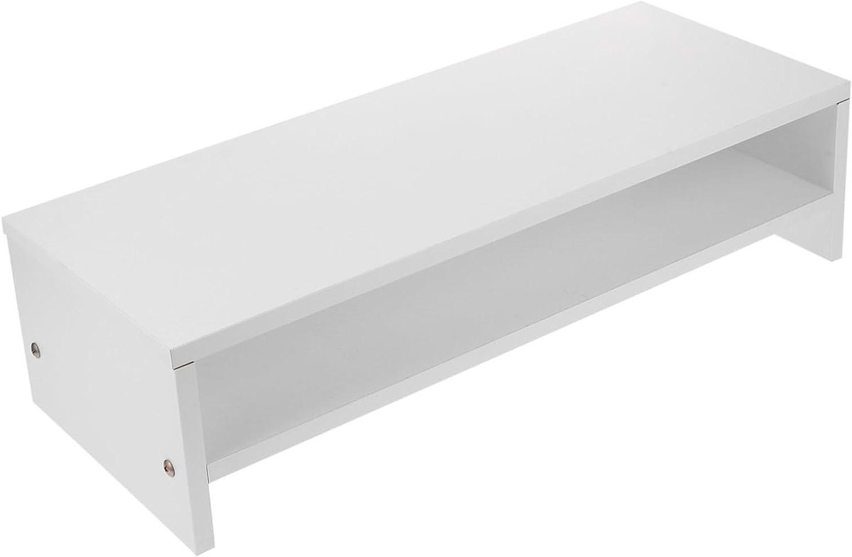 Monitor Verhoger - Bureau Plank - Bureau Organisatie - Dubbellaags Ontwerp - 50x19.8x13 cm - Wit