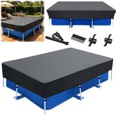 Zwembadafdekhoes - 300×205×30cm - met Bevestigingsmateriaal- Waterdichte & UV-bestendige Hoes voor Opzetzwembaden - Beschermt tegen Bladeren, Vuil en Regen, met Trekkoord - zwart