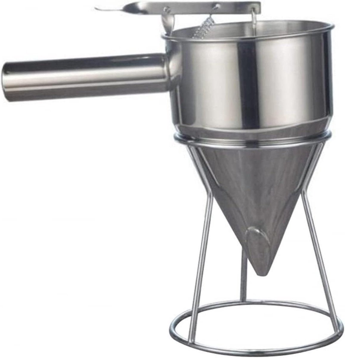 Beslag Dispenser - Pannenkoek Maker - Bakken Thuis - Met Reksysteem - 26 cm Hoog - Zilver
