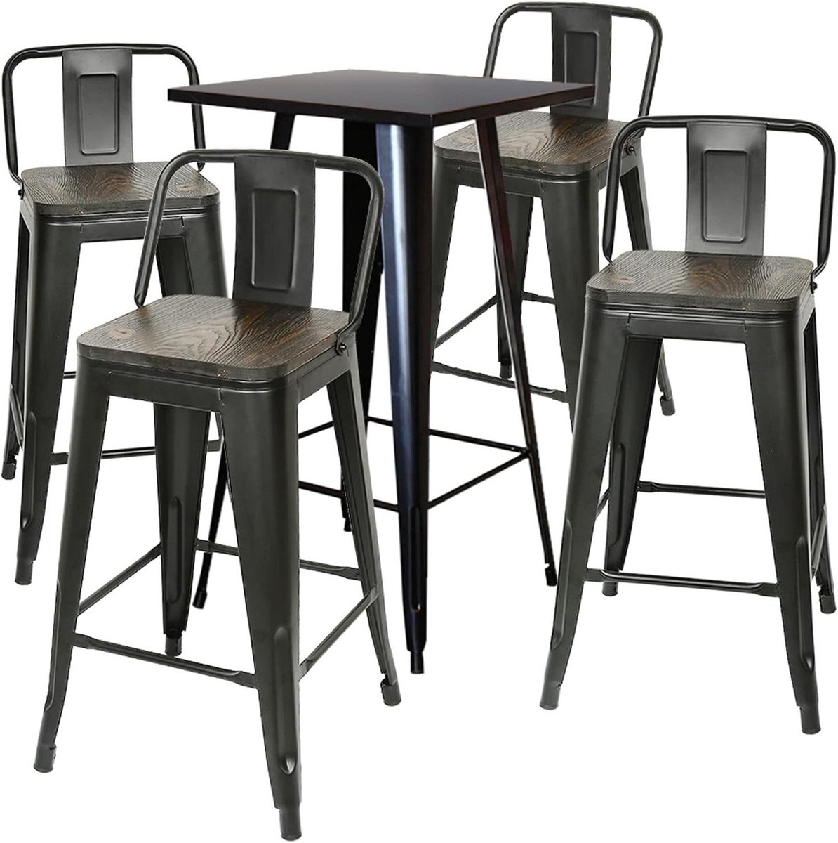 Barkrukken - Barstoelen - Keuken Zitten - Industrieel Design - 42 cm Zithoogte - Metaal