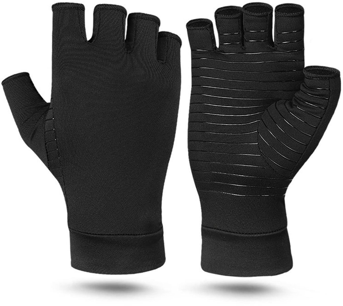 Dailygoody - Artritishandschoenen - Halve Vinger - Antislip - M - Compressie - Ademend - Geschikt voor Dames - Koperkleurig