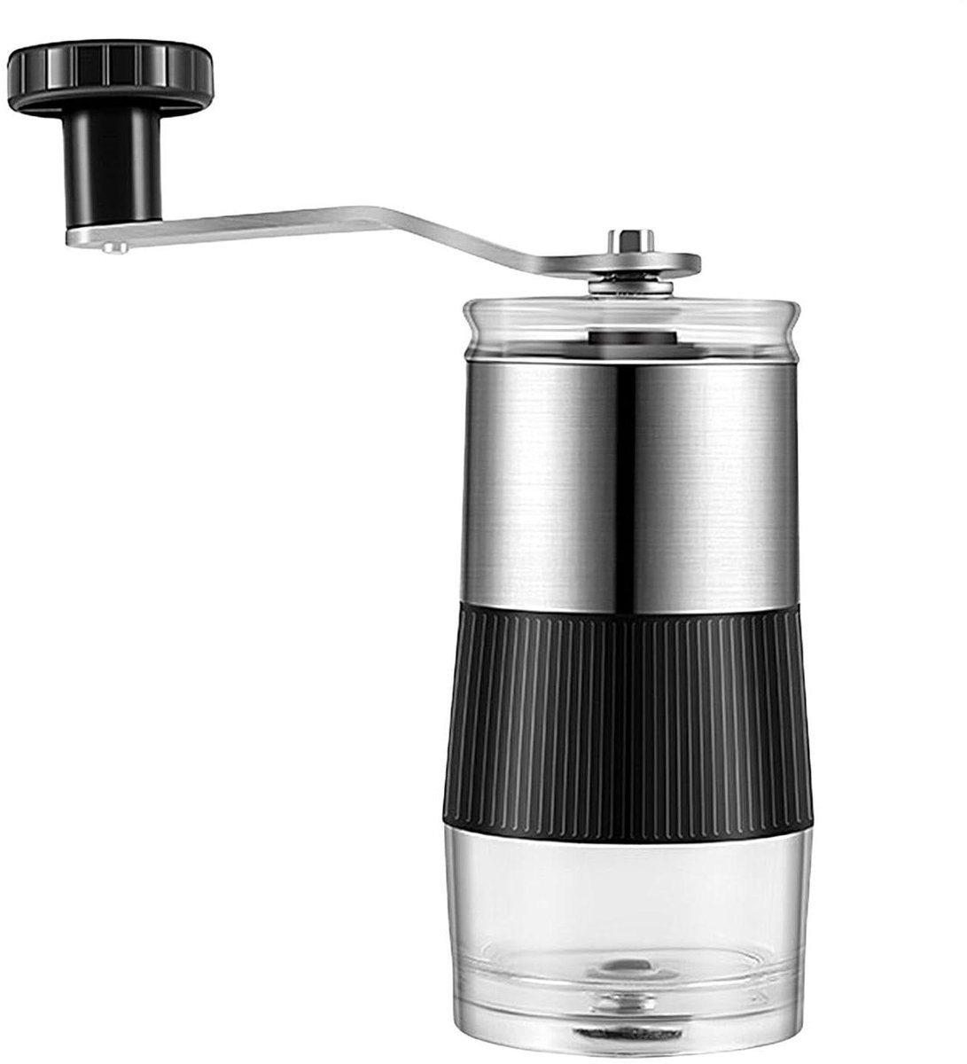 Koffiemolen met zwengel - Handmolen bonen - Verse koffie malen - Keramische maalkern - 105 cm hoog - Zwart