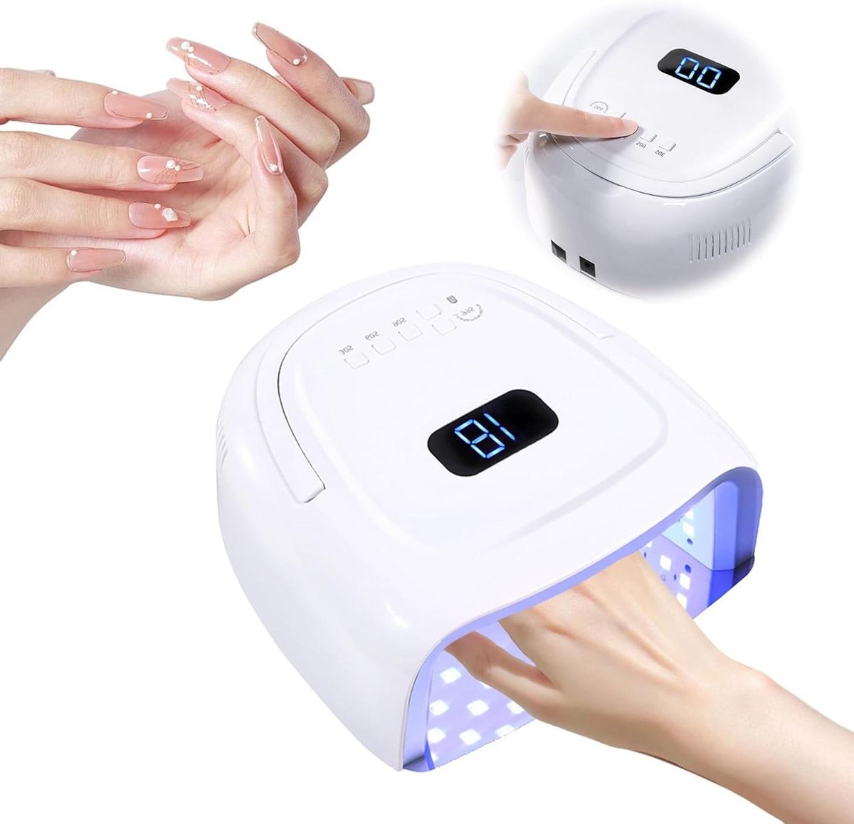 Nageldroger - Gelnagellamp - Nagels Uitharden - Draadloos Oplaadbaar - 60W - Wit