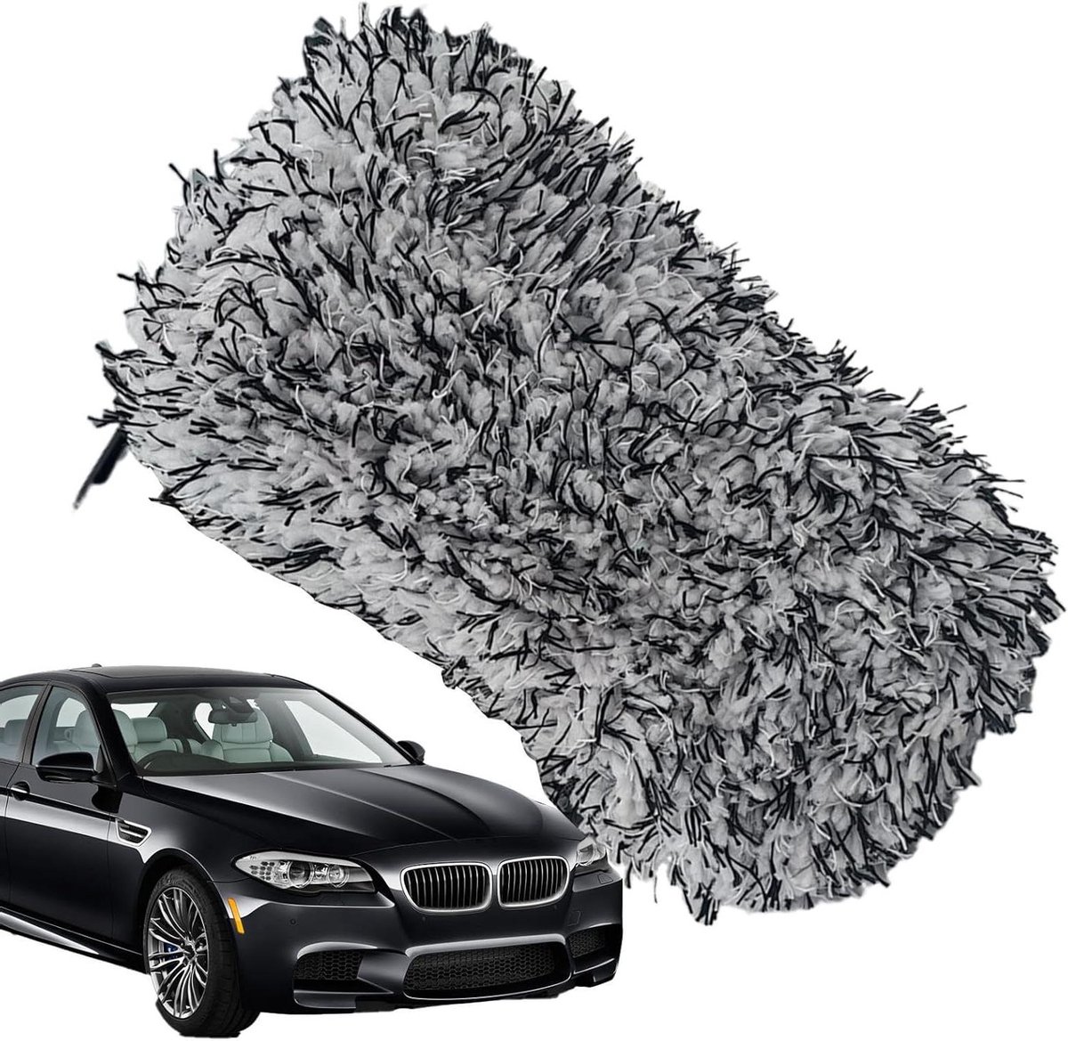 Autospons - Microvezeldoek - Auto Reinigen - Sneldrogend Absorberend - 1 stuk - Zwart Wit Grijs