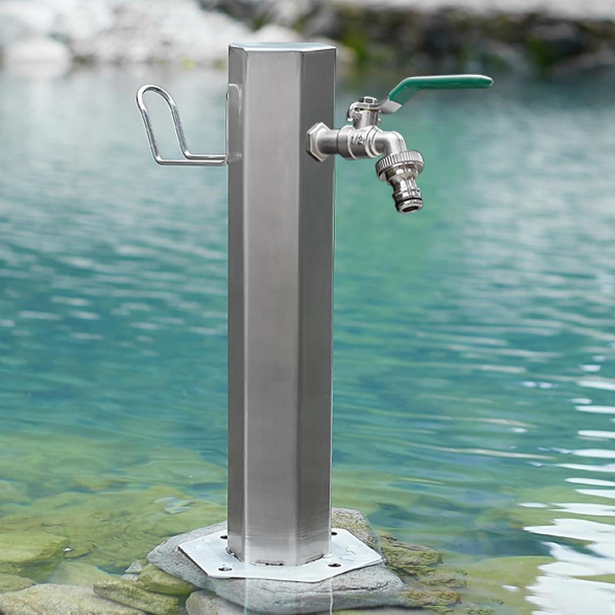 Outdoor Waterkolom - Tuinkraan Zuil - Tuinieren Auto Wassen - Vorstbestendig Roestvrijstaal - 50 of 86 cm - Zilver