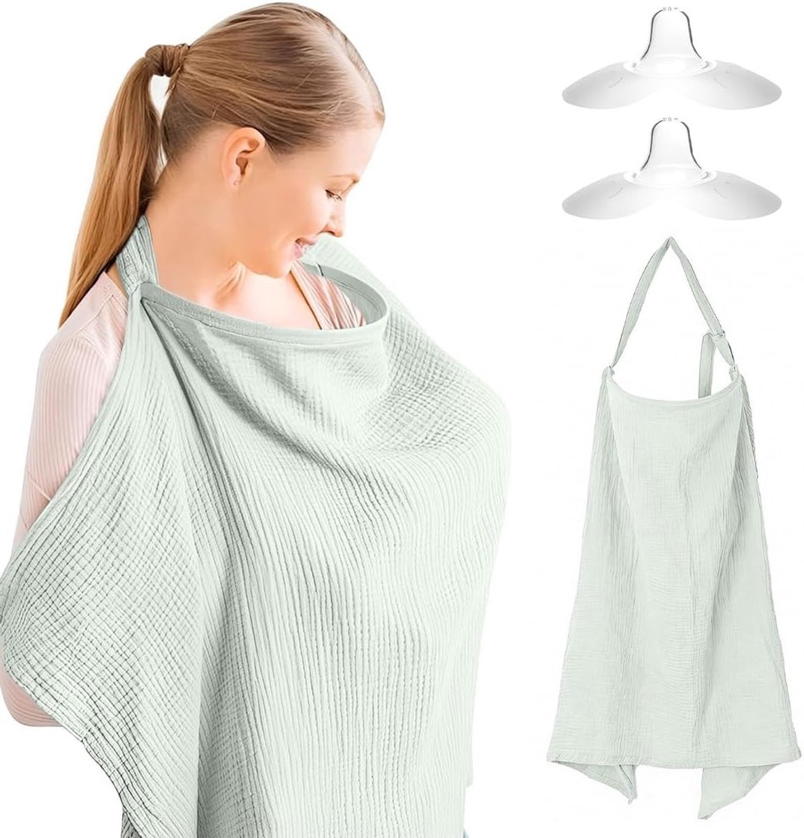 Set van 3 Silicone Tepelcovers + 70 × 90 cm Borstvoedingdoek, Borstvoedingsaccessoires, Tepelbescherming, Verzorging voor Moeders en Pasgeborenen