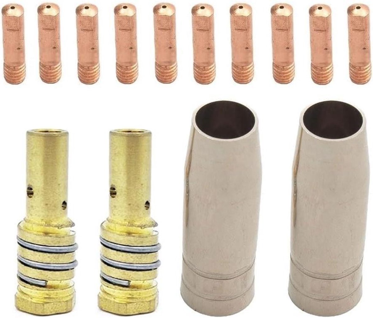 Lasfakkel Accessoires - MIG Onderdelen - Metaal Bewerken - Kopermateriaal - 14 Stuks - Zilverkleurig