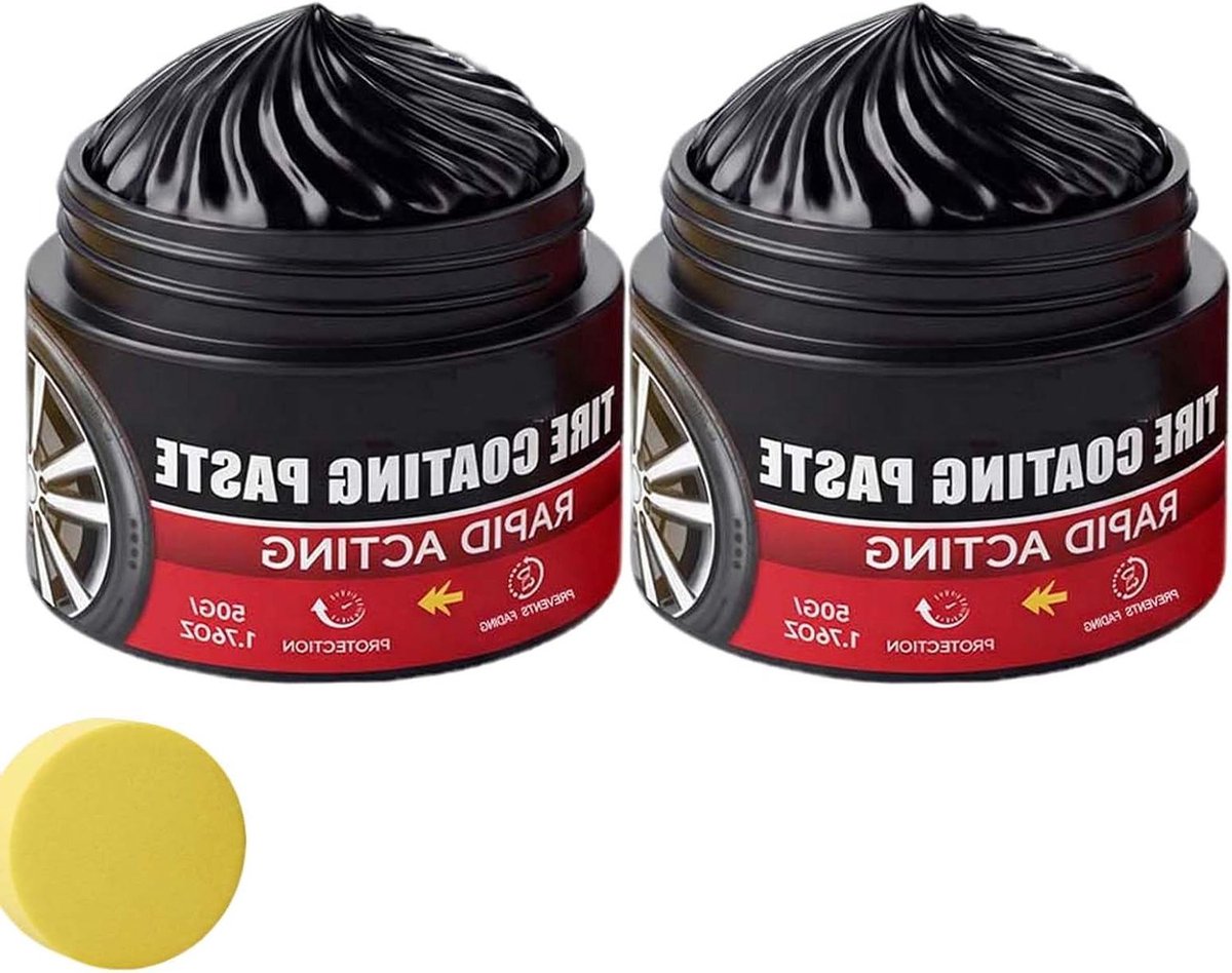 Bandenpolijstpasta - Sierstrip hersteller - Auto onderhoud - UV-bescherming - 2 stuks - Zwart