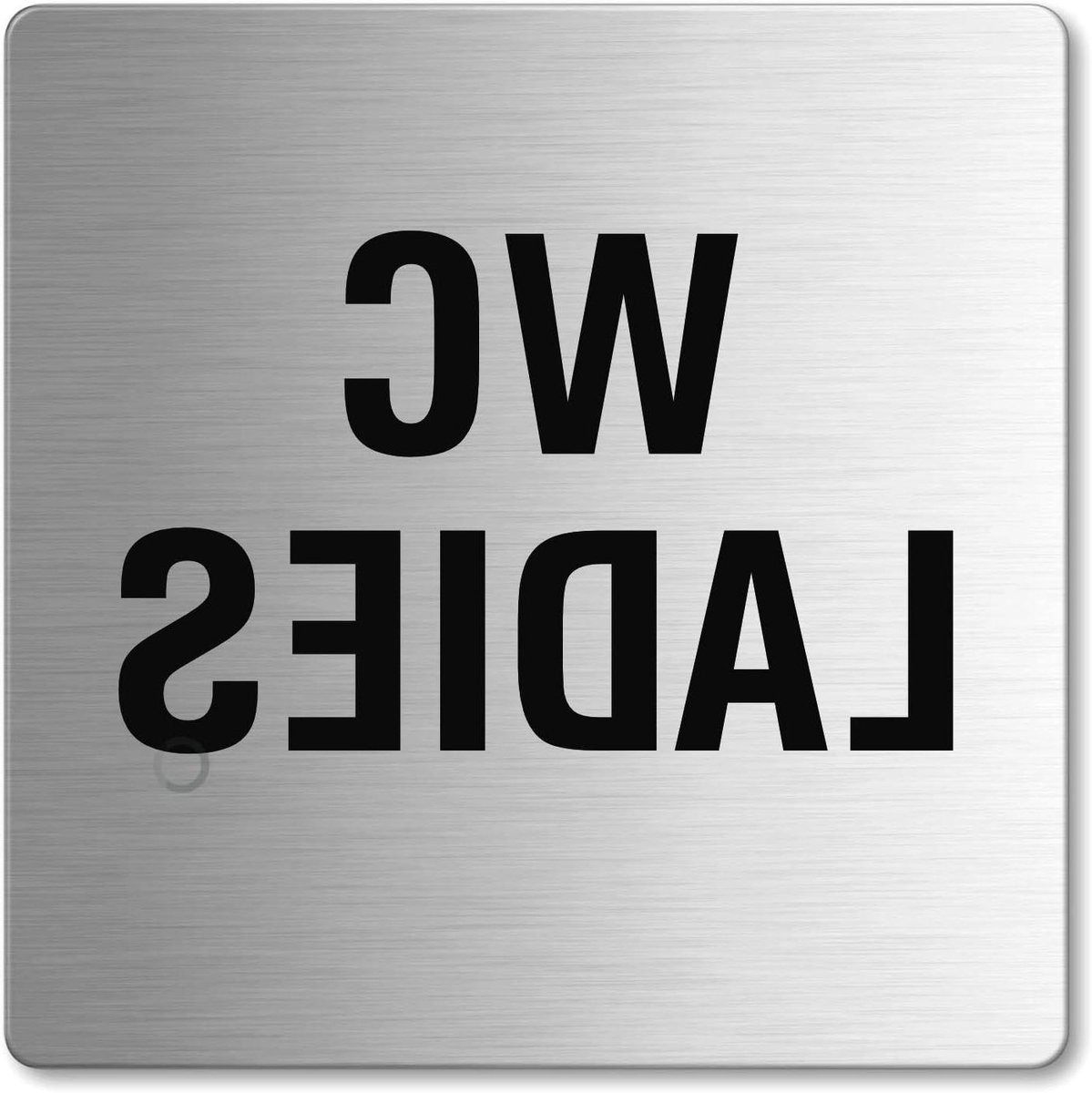 Toilet Bord Dames - Deurindicator - Aanduiding Deur - Zelfklevend RVS - 85x85 mm - Zilver