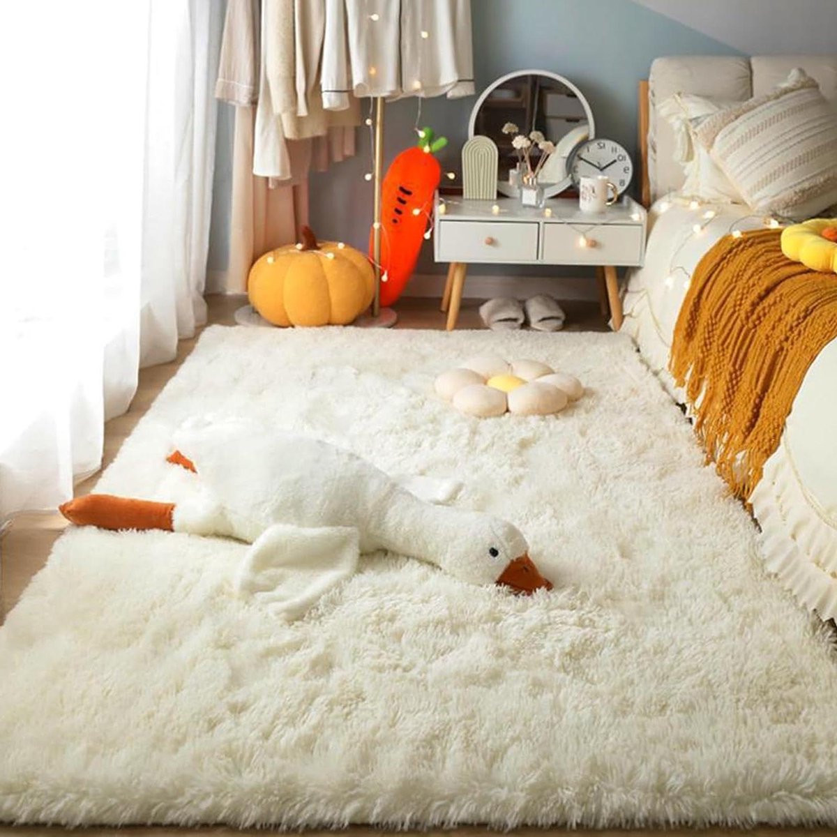 Zachte Vloerkleed - Pluizig Tapijt - Woonkamer Comfort - Antislip Onderkant - 145x230 cm - Wit