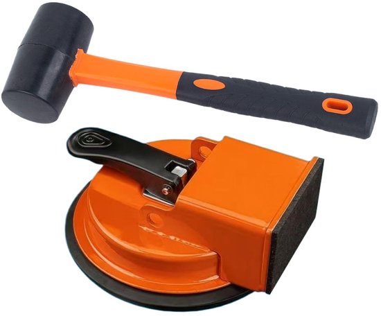 Vloer reparatiegereedschap - Laminaat fixator - Vloeren leggen - Zuignap technologie - 28 cm - Zwart/Oranje — afbeelding 3