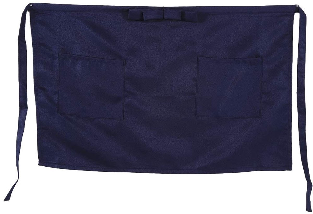 Dailygoody - Taille Schort - Effen Kleur - 2 Zakken - Donkerblauw - Unisex - Ideaal voor Koken en Serveersters - Perfect voor Thuis en Horeca