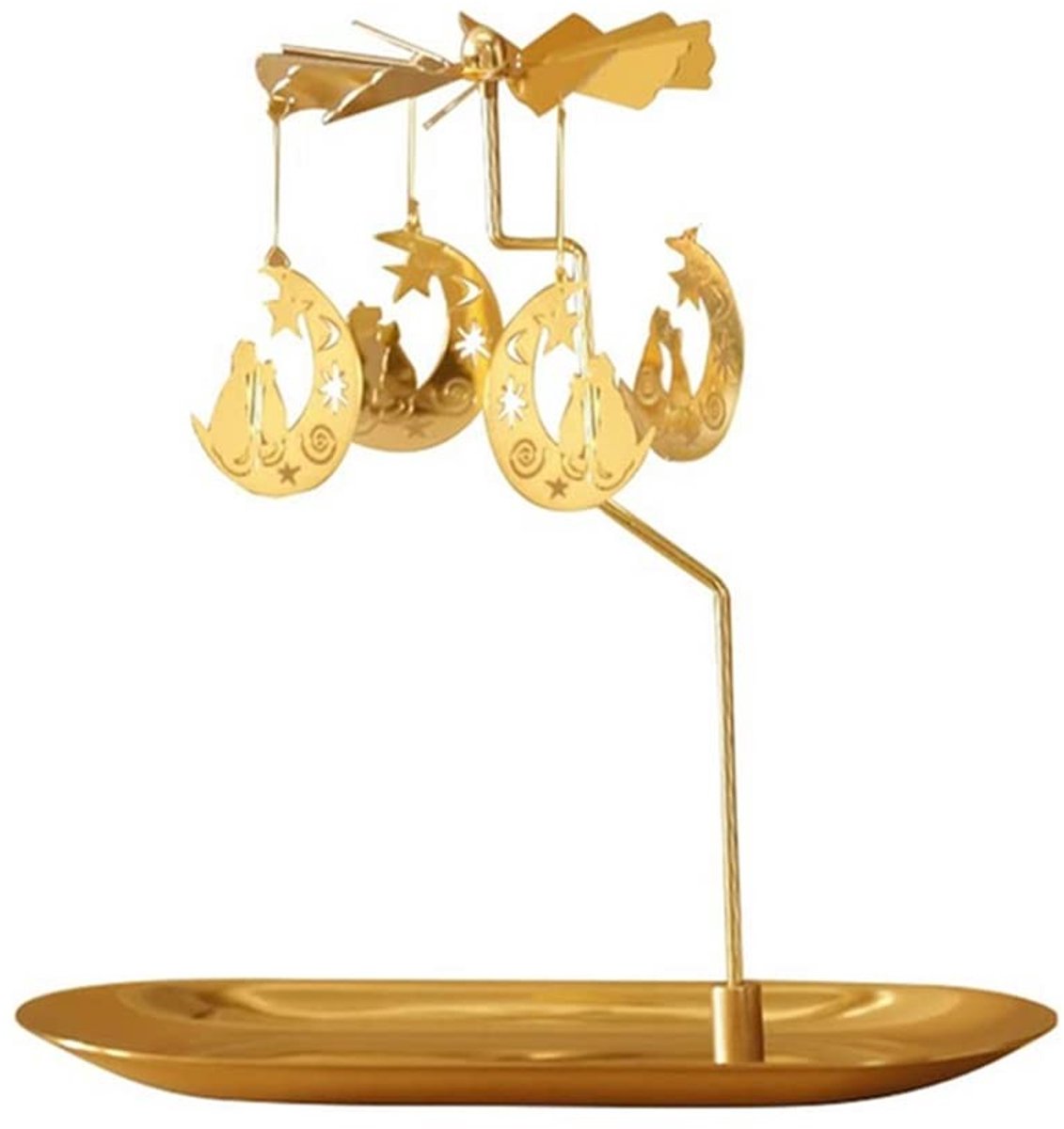 Dailygoody - Draaiende kaarsenhouder - Gouden kaars spinner - Roterende metalen theelicht houder - 18cm - Decoratie voor Valentijnsdag - Geschikt voor...