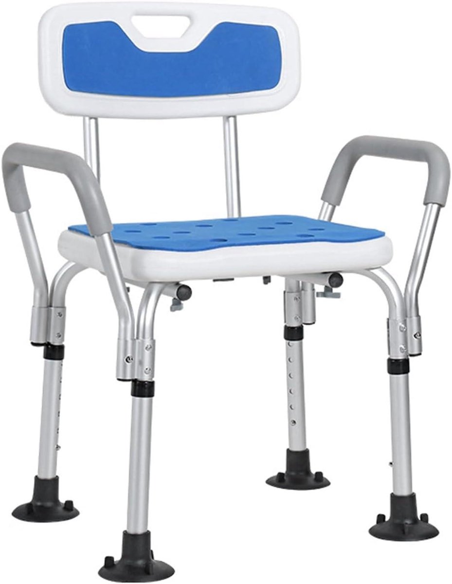 Douchestoel - Badkruk Zithulp - Veilig Douchen - 6-voudig Verstelbaar - 69-81.5 cm - Blauw