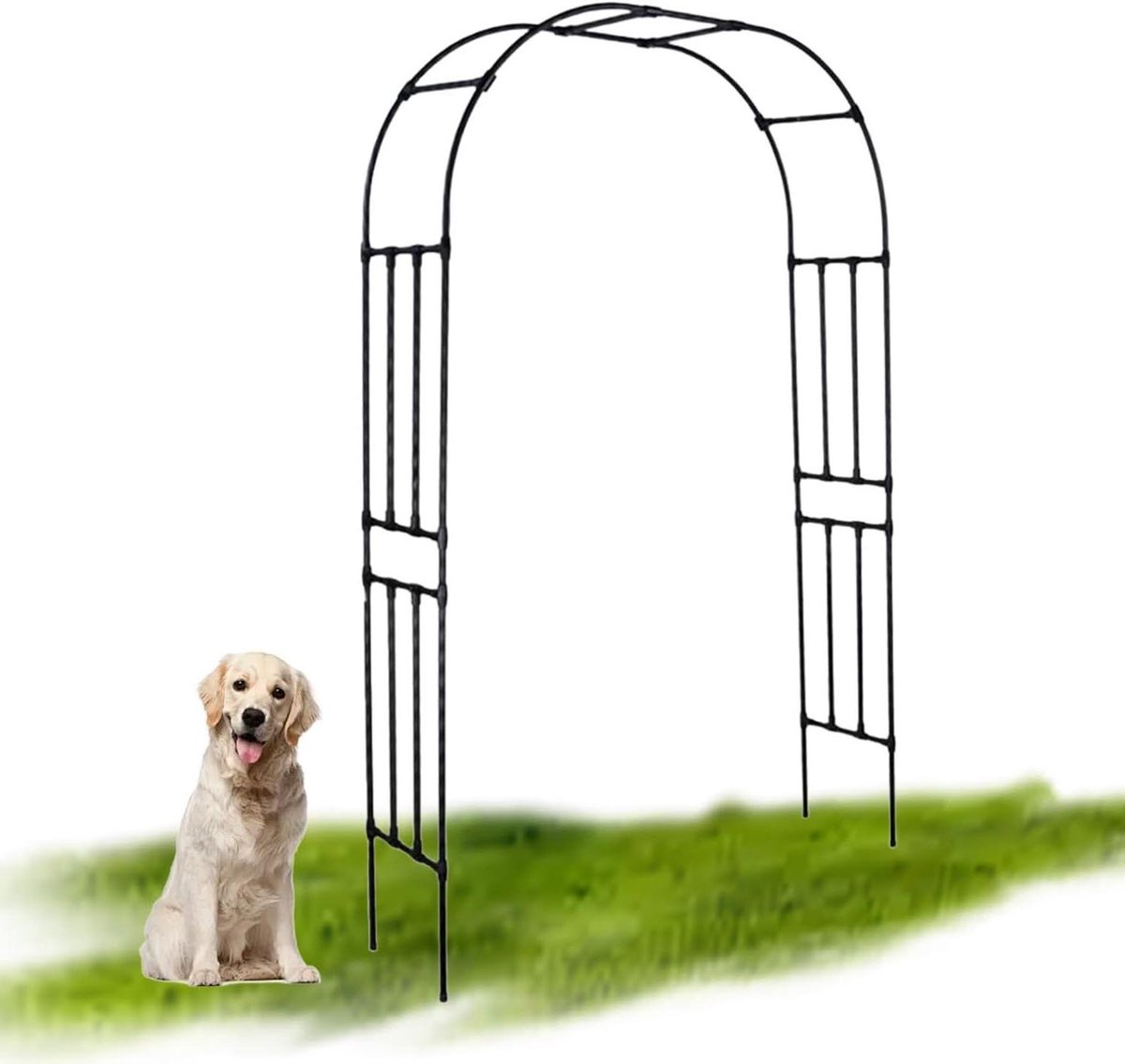 Rozenboog Metaal - Tuinboog Klimplanten - Decoratieve Tuin - Verstelbare Breedte - W 320 x H 240cm - Zwart