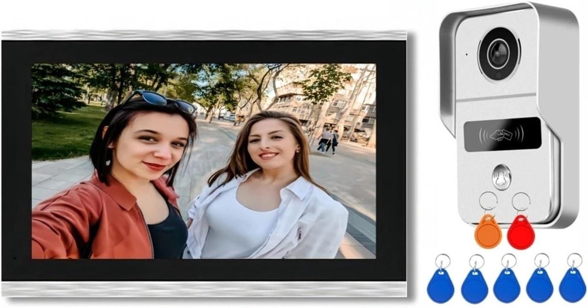 Videodeurbel met Touchscreen - Slimme Deurbel WiFi - Huisbeveiliging - 10 Inch Kleurenscherm - 1080p - Zwart