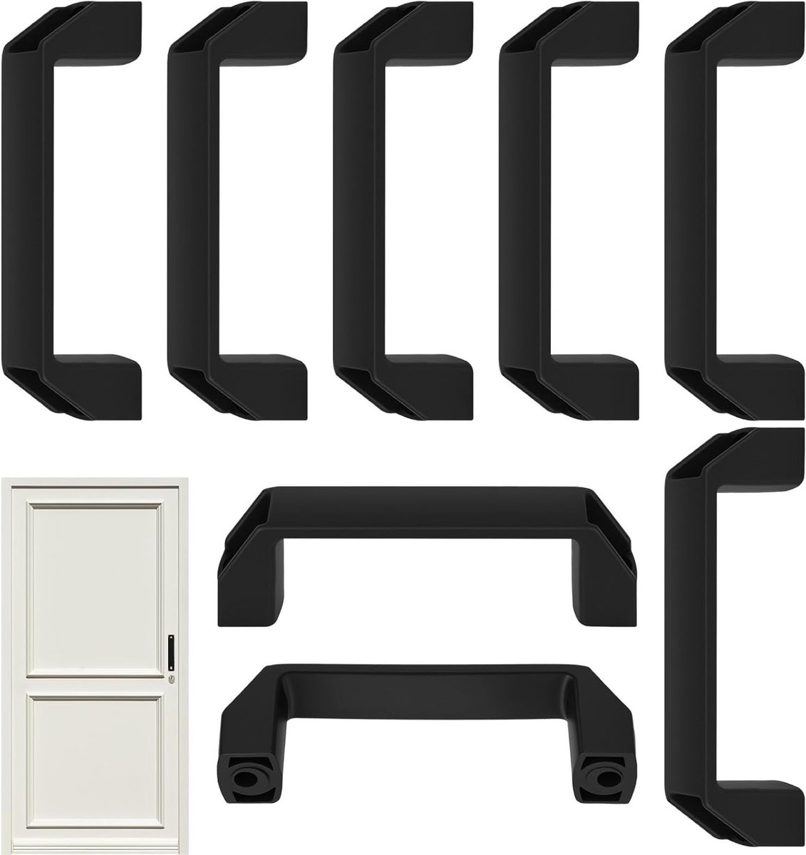 Set van 8 Zwarte Nylon Handgrepen voor Keukenmeubels - Geschikt voor 30 Serie Aluminium Profiel (Boorafstand 120mm)