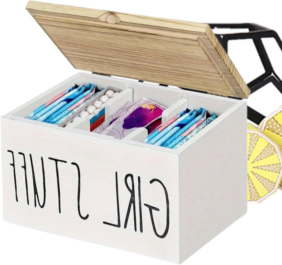 Tampon Organizer - Opbergbak Badkamer - Dameshygiëne Organiseren - Luchtdicht Deksel - 229 x 158 x 148 cm - Wit