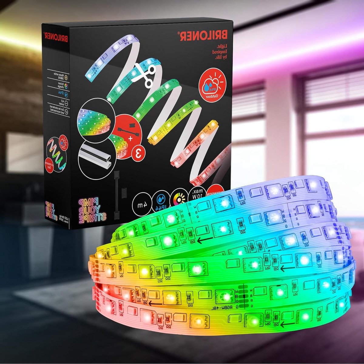Ledstrip Uitbreidingsset - Ledlichtstrip Decoratie - Buitenverlichting Creëren - Spatwaterdicht IP44 - 4 meter - Meerdere Kleuren