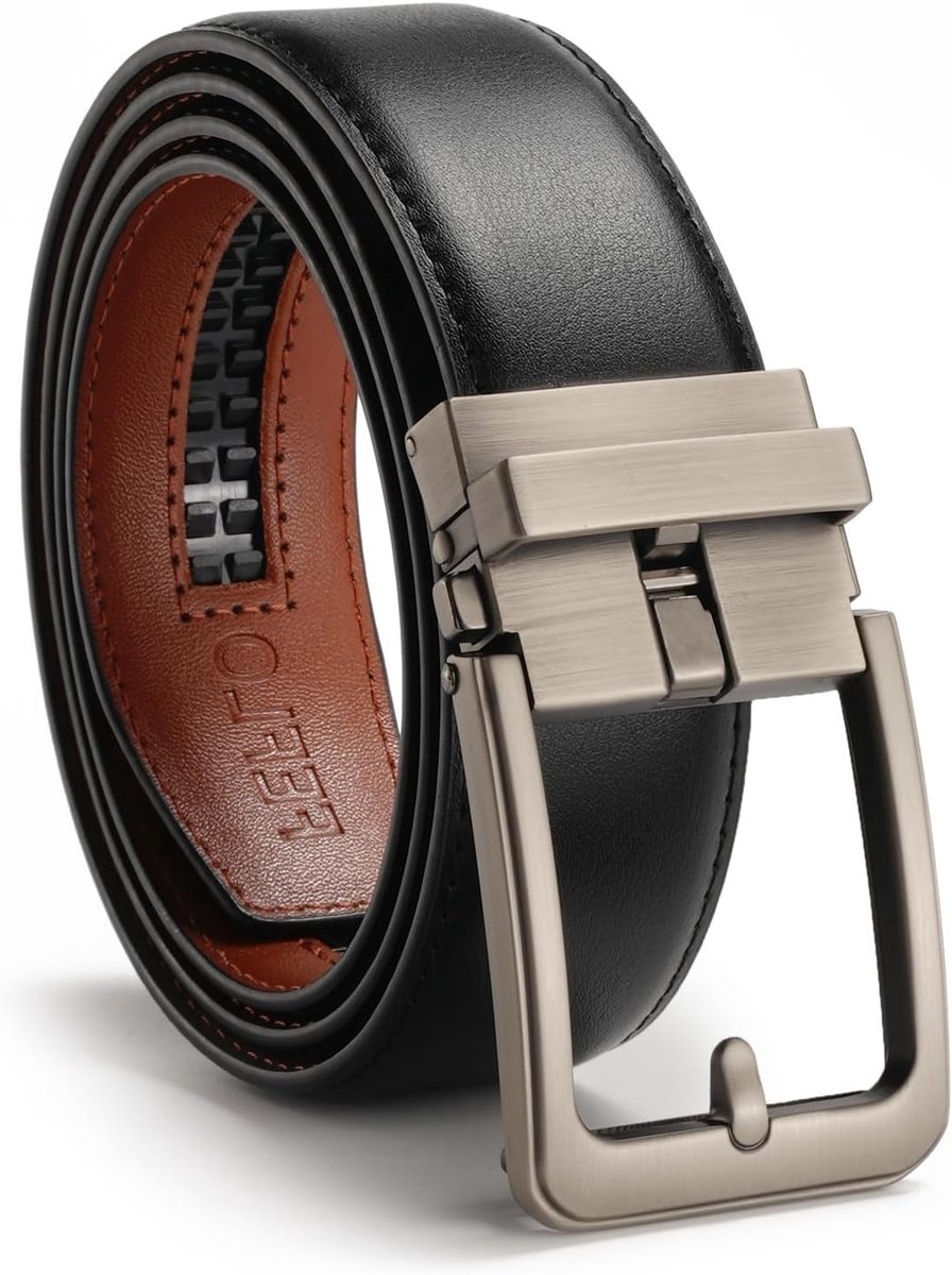 Heren Leren Riemen Zwart - Verstelbare Riem voor Jeans, Broeken en Kostuums - Perfecte Cadeau-optie voor Mannen