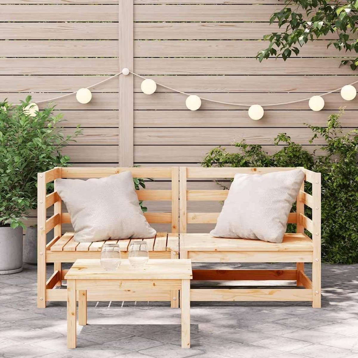 Tuinbank set - Houten bank - Buiten ontspannen - Modulair ontwerp - 2 stuks - Houtkleur