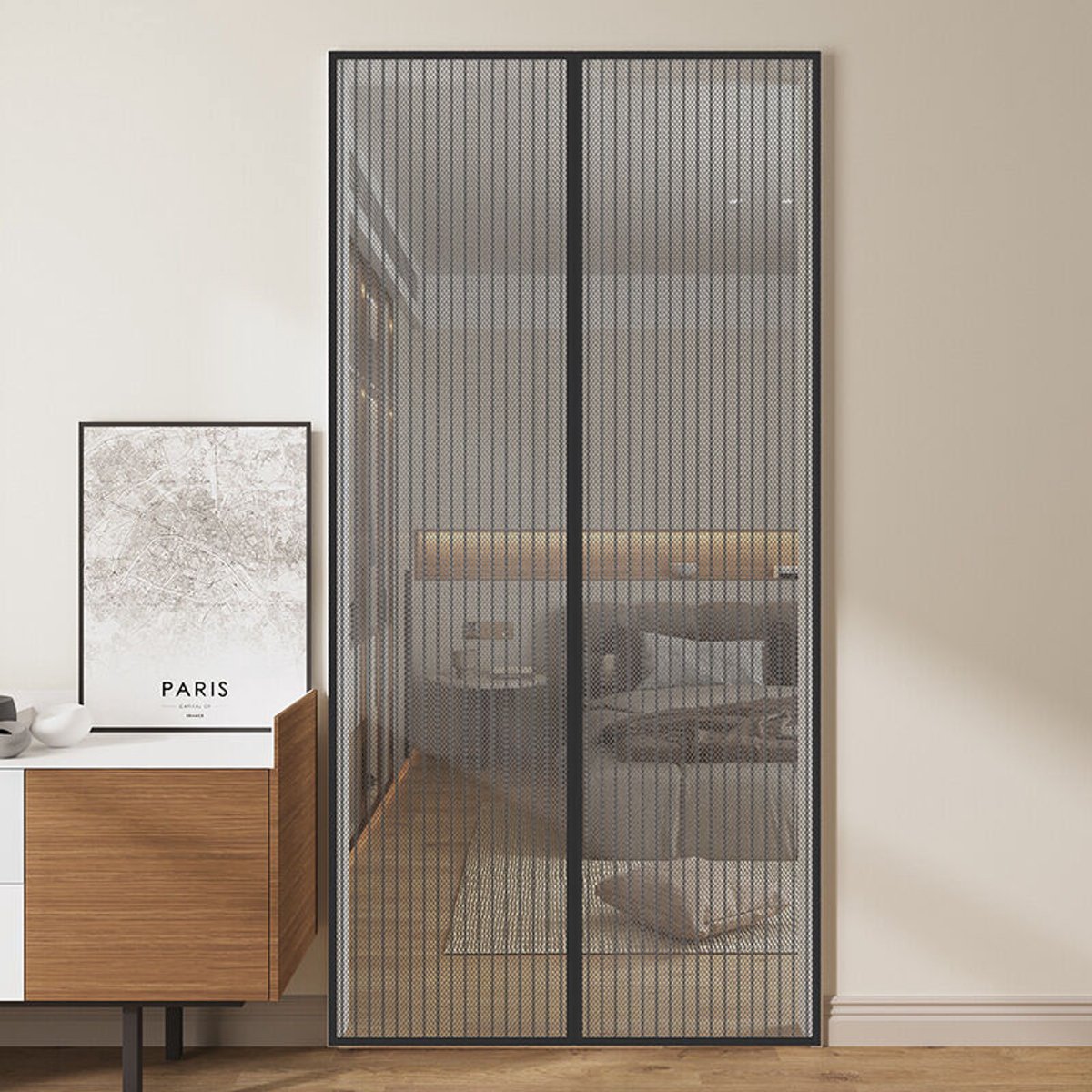 Magnetische horren geschikt voor deuren en ramen, vliegenwerende schermen geschikt voor deuren, insectenwerende schermen van canvas, schuifhorren geschikt voor terrasdeuren, magnetische horren zonder boren (80-210 cm, zwart).
