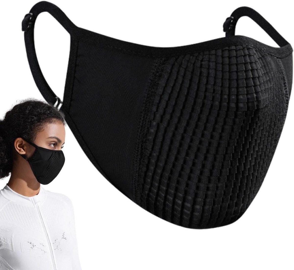 Gezichtsbedekking Zon - Motormasker Ademend - Buitenactiviteiten Bescherming - UV Bescherming UPF50+ - 15 x 10 cm - Zwart