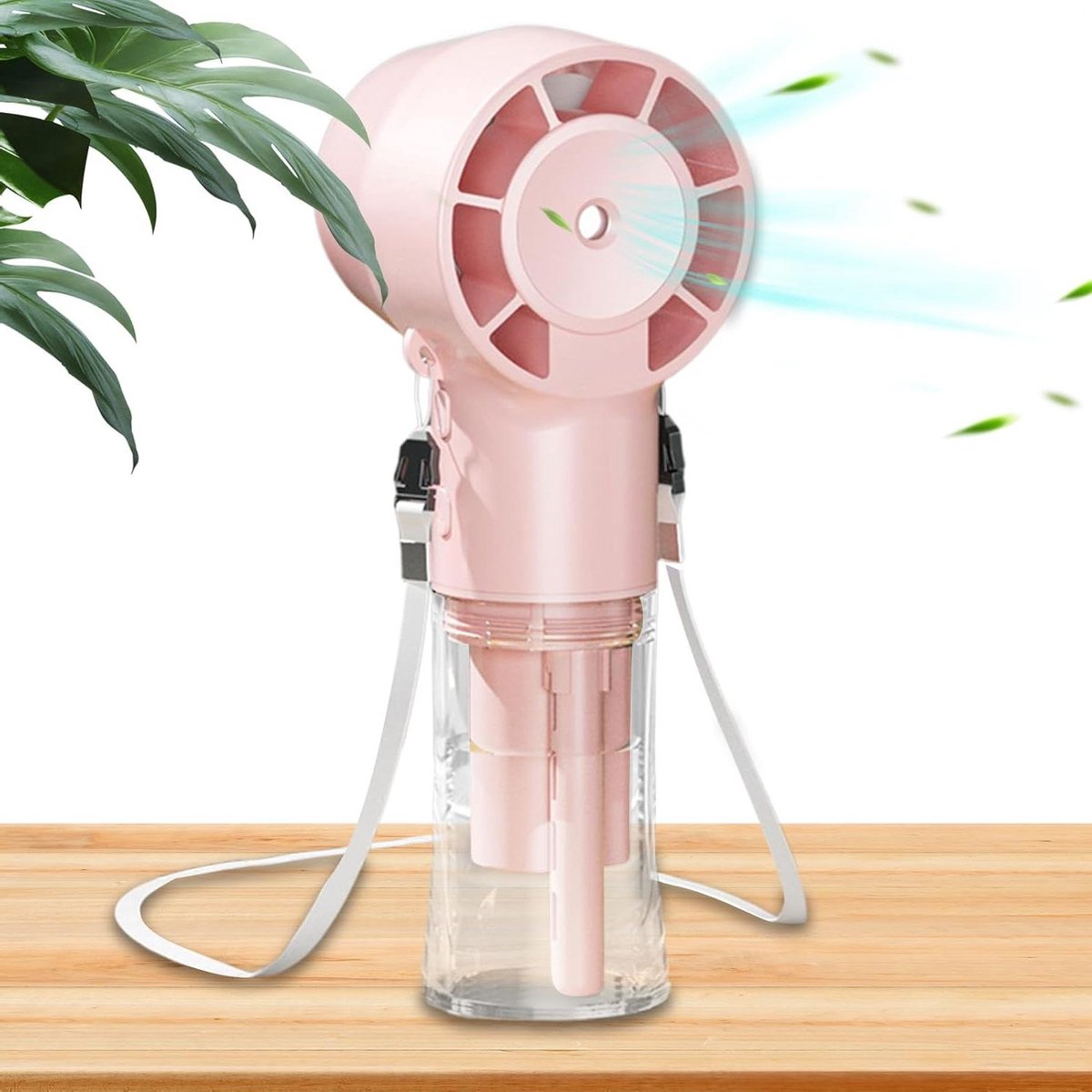 Draagbare Ventilator - Persoonlijke Koeler - Reizen en Buiten - Met Nevel Functie - 1200 mAh Batterij - Roze