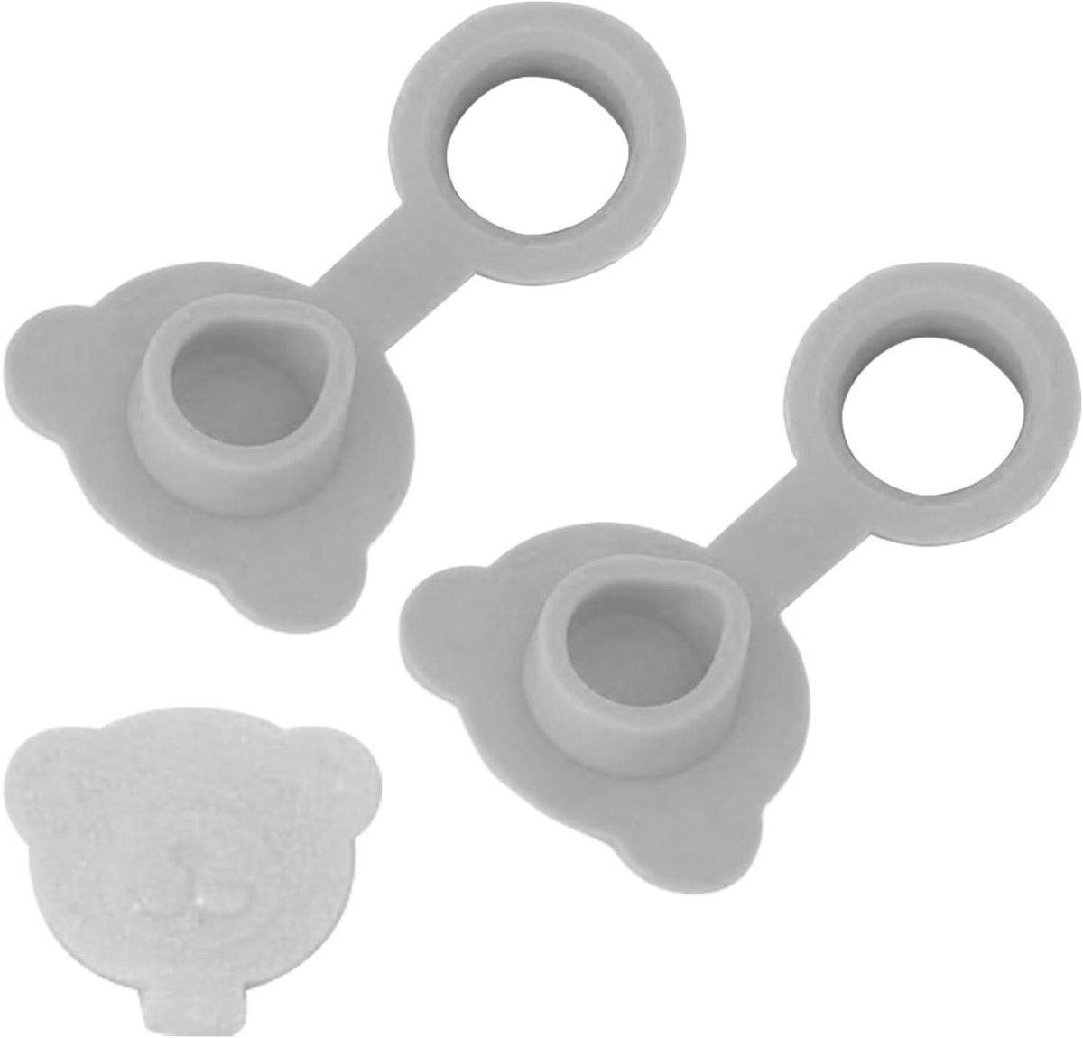 Set Badstoppen - Afvoerstop Douche - Water Dicht Maken - Berenvorm Ontwerp - Universeel Formaat - Grijs