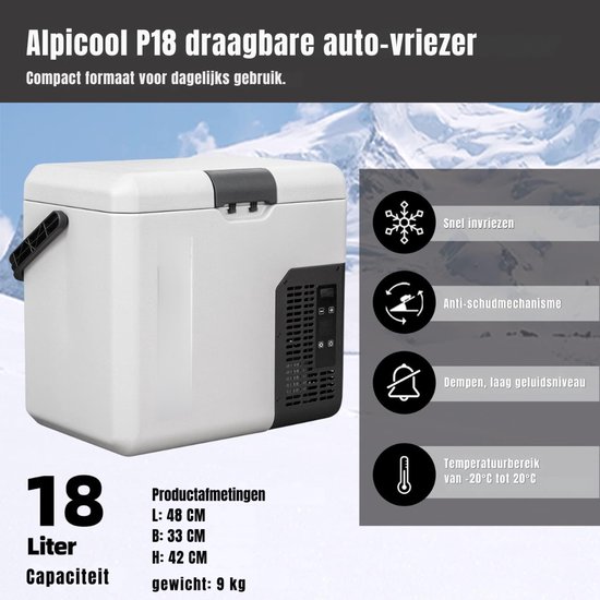 AHD® Koelbox Elektrisch - Compressor Koelbox - Camping Koelkast - Camping Koelkast Electrisch - Grijs - 48cm x 33cm x 42cm van Ahd — afbeelding 5