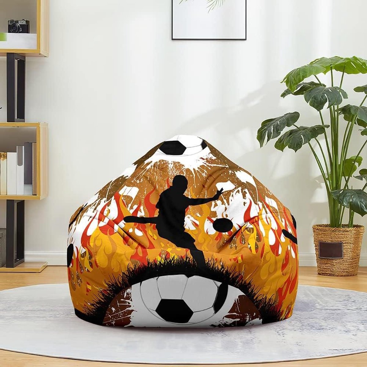 Zitzakhoes - Luie bank Stoelhoes - Opbergen en ontspannen - Met handgreep en ritssluiting - 80x90cm - Voetbalprint